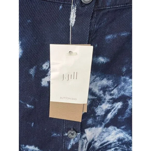 NWT J.jill Pure Jill INDIGO 2X Boxy Lagenlook Cotton Blouse Shirt Top Tie-Dye - Picture 4 of 6